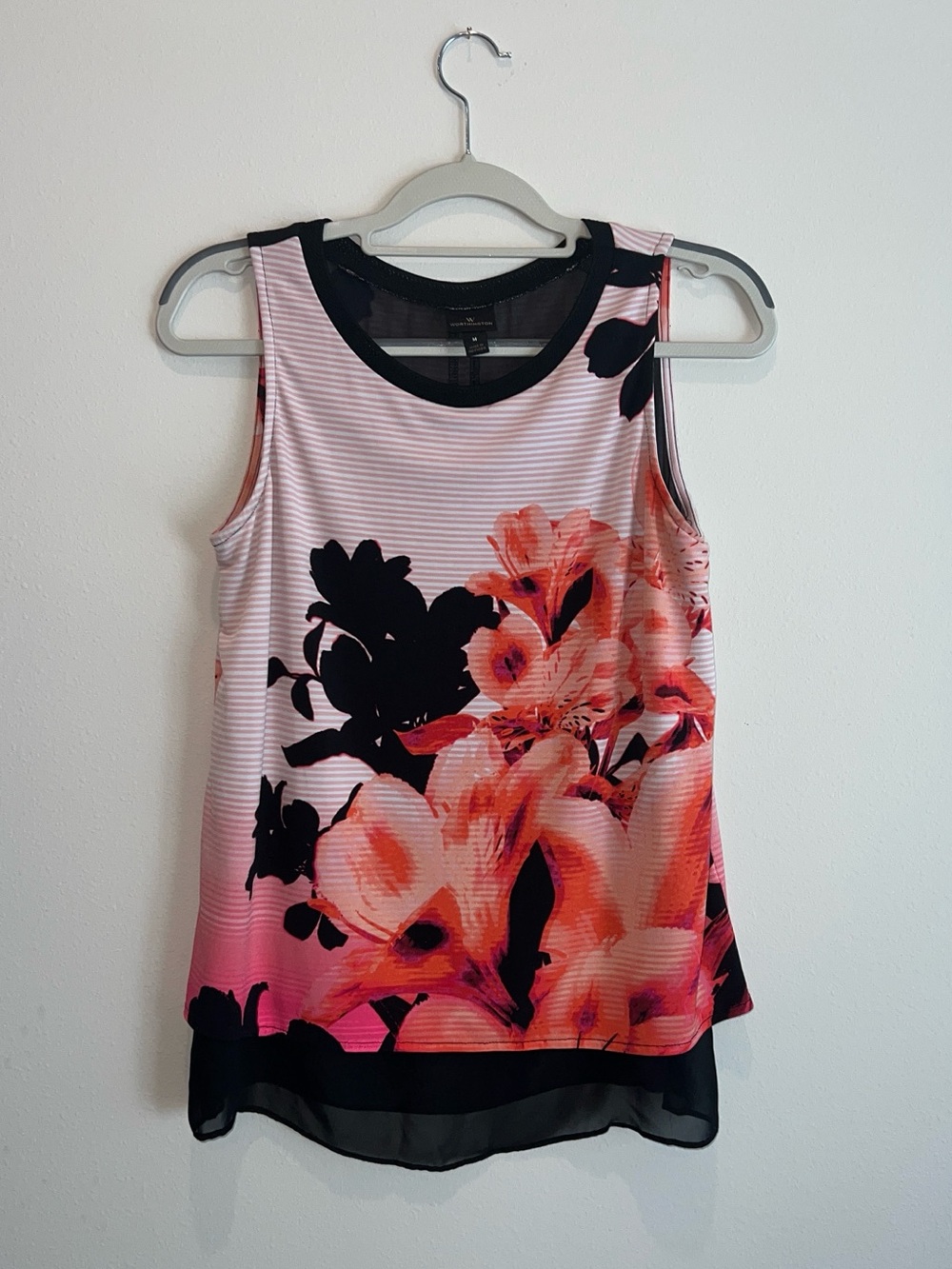 Worthington Women’s Multi Color Floral Sleeveless Casual Top Blouse Medium